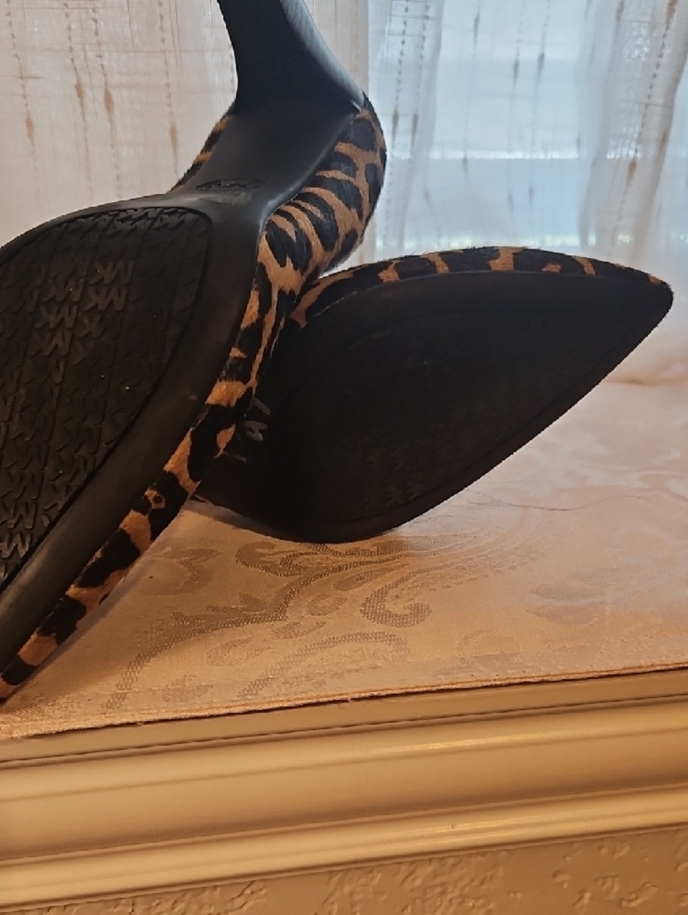 Michael Kors Leopard-Print Pointed Toe Pumps - Tan/Black - Picture 5 of 5